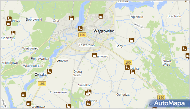 mapa Jankowo gmina Wągrowiec, Jankowo gmina Wągrowiec na mapie Targeo