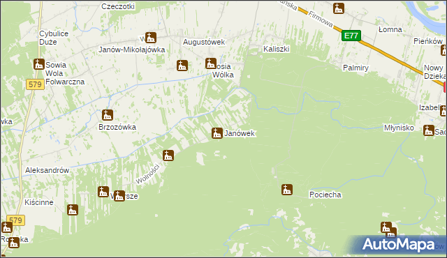 mapa Janówek gmina Czosnów, Janówek gmina Czosnów na mapie Targeo