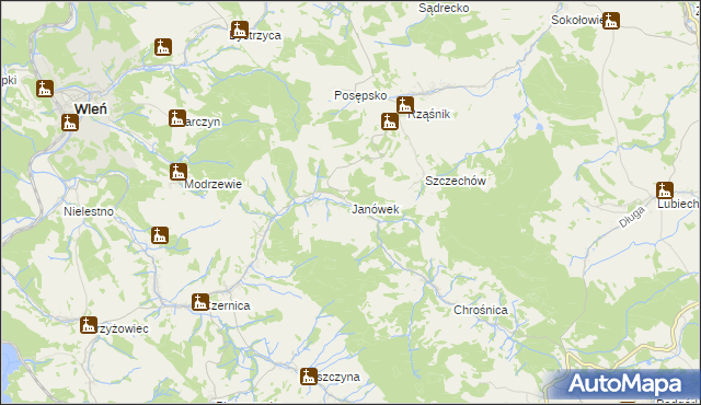 mapa Janówek gmina Jeżów Sudecki, Janówek gmina Jeżów Sudecki na mapie Targeo