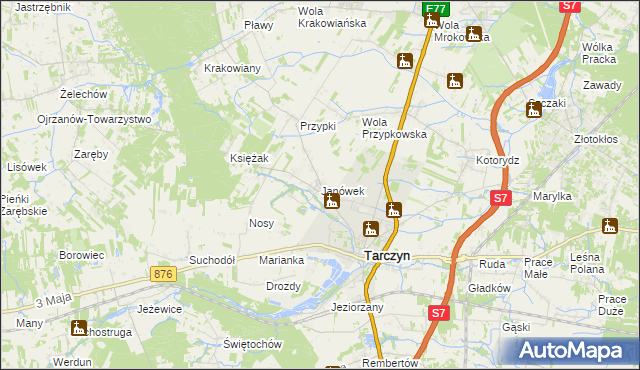 mapa Janówek gmina Tarczyn, Janówek gmina Tarczyn na mapie Targeo