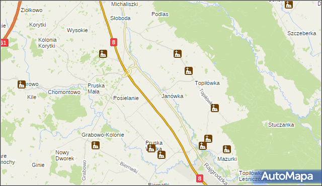 mapa Janówka gmina Augustów, Janówka gmina Augustów na mapie Targeo