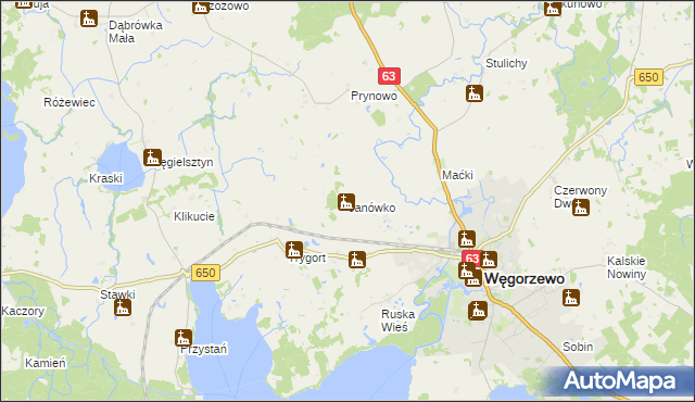 mapa Janówko gmina Węgorzewo, Janówko gmina Węgorzewo na mapie Targeo