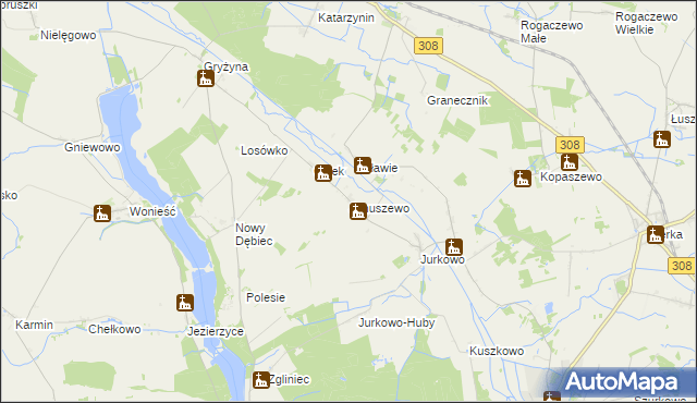 mapa Januszewo gmina Kościan, Januszewo gmina Kościan na mapie Targeo
