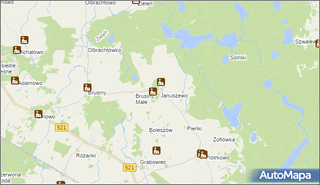 mapa Januszewo gmina Susz, Januszewo gmina Susz na mapie Targeo