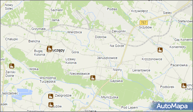 mapa Januszkowice gmina Tuczępy, Januszkowice gmina Tuczępy na mapie Targeo