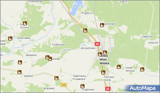 mapa Januszkowo gmina Nowa Wieś Wielka, Januszkowo gmina Nowa Wieś Wielka na mapie Targeo