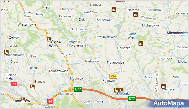mapa Januszowice gmina Zielonki, Januszowice gmina Zielonki na mapie Targeo