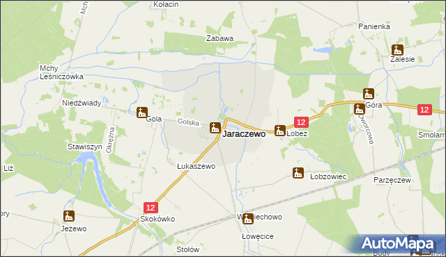 mapa Jaraczewo powiat jarociński, Jaraczewo powiat jarociński na mapie Targeo