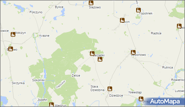 mapa Jarząbki gmina Barlinek, Jarząbki gmina Barlinek na mapie Targeo