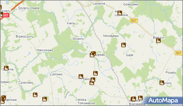 mapa Jarzębiec gmina Płoskinia, Jarzębiec gmina Płoskinia na mapie Targeo