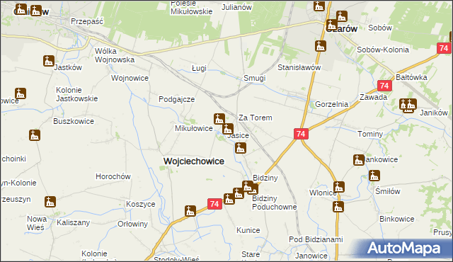 mapa Jasice, Jasice na mapie Targeo