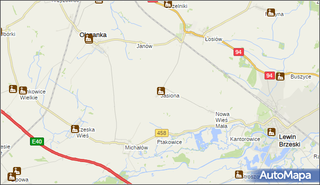 mapa Jasiona gmina Lewin Brzeski, Jasiona gmina Lewin Brzeski na mapie Targeo