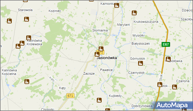 mapa Jasionówka, Jasionówka na mapie Targeo