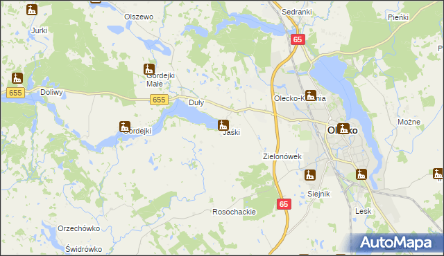 mapa Jaśki gmina Olecko, Jaśki gmina Olecko na mapie Targeo