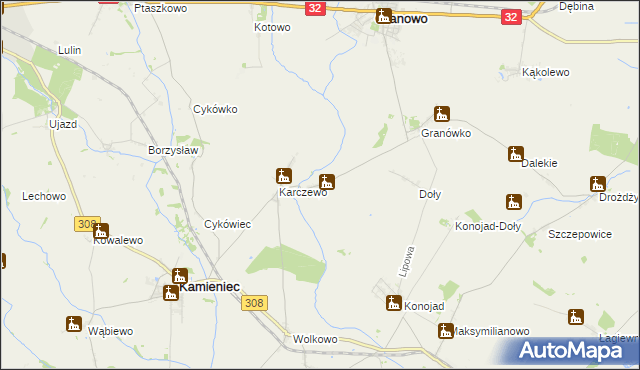 mapa Jaskółki gmina Kamieniec, Jaskółki gmina Kamieniec na mapie Targeo