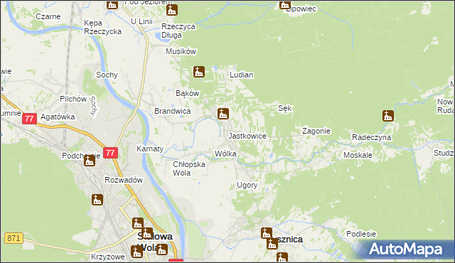 mapa Jastkowice, Jastkowice na mapie Targeo