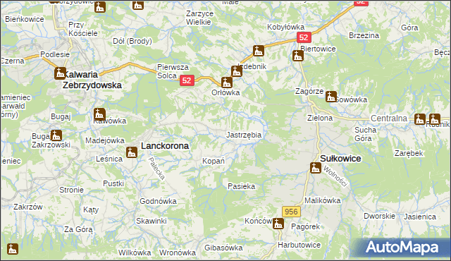 mapa Jastrzębia gmina Lanckorona, Jastrzębia gmina Lanckorona na mapie Targeo