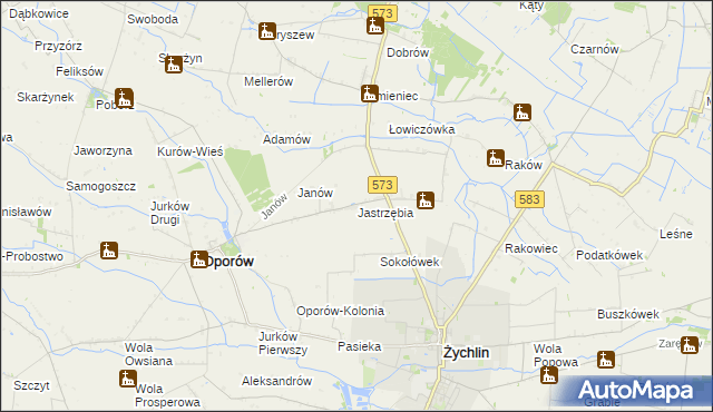 mapa Jastrzębia gmina Oporów, Jastrzębia gmina Oporów na mapie Targeo