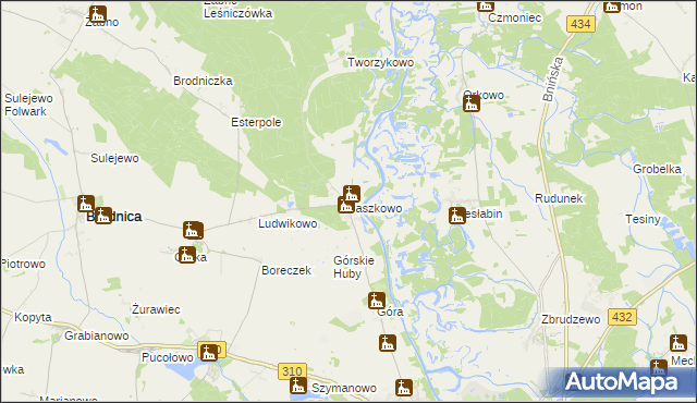 mapa Jaszkowo gmina Brodnica, Jaszkowo gmina Brodnica na mapie Targeo