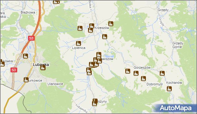 mapa Jawiszów, Jawiszów na mapie Targeo