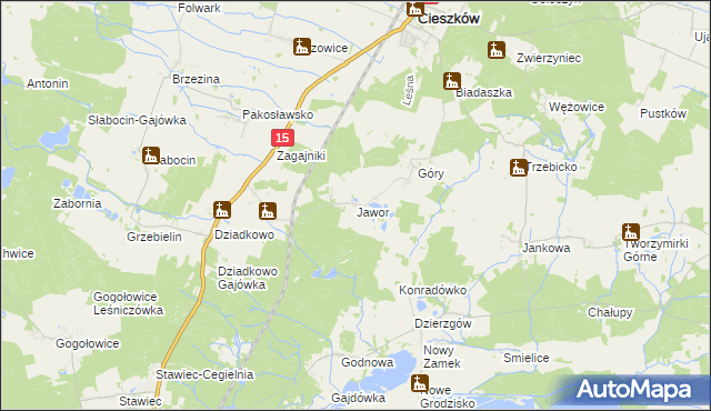 mapa Jawor gmina Cieszków, Jawor gmina Cieszków na mapie Targeo