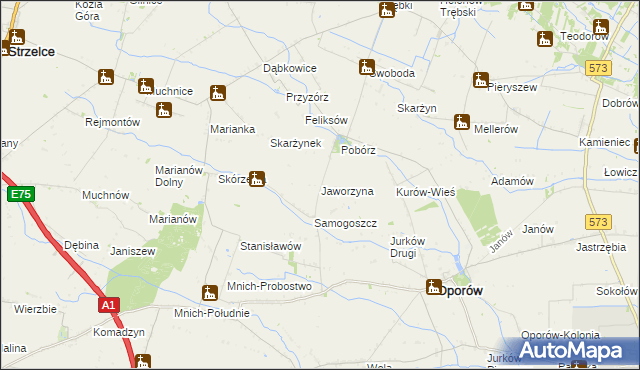 mapa Jaworzyna gmina Oporów, Jaworzyna gmina Oporów na mapie Targeo