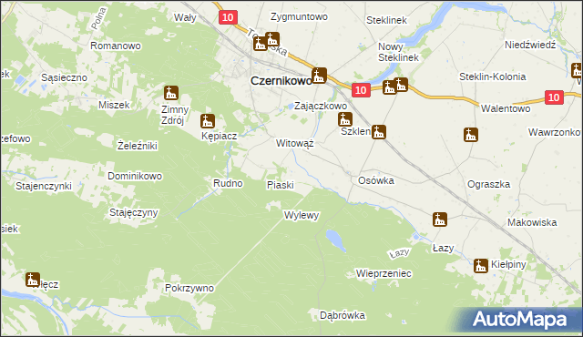 mapa Jaźwiny gmina Czernikowo, Jaźwiny gmina Czernikowo na mapie Targeo