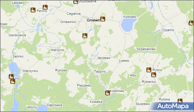 mapa Jęczewo, Jęczewo na mapie Targeo