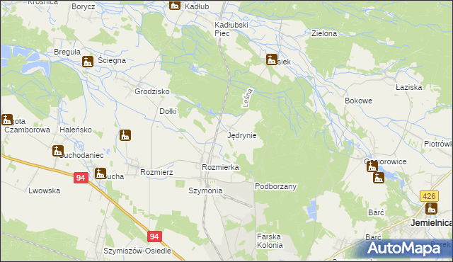 mapa Jędrynie, Jędrynie na mapie Targeo