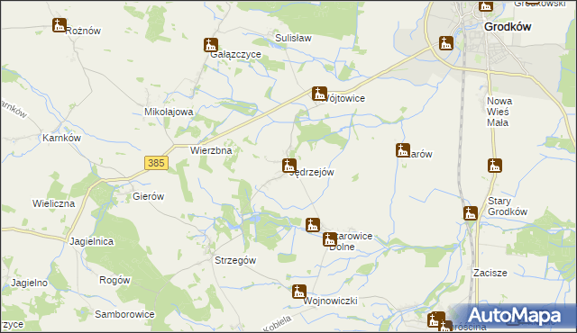 mapa Jędrzejów gmina Grodków, Jędrzejów gmina Grodków na mapie Targeo