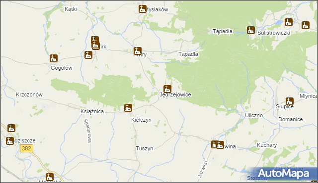 mapa Jędrzejowice gmina Dzierżoniów, Jędrzejowice gmina Dzierżoniów na mapie Targeo