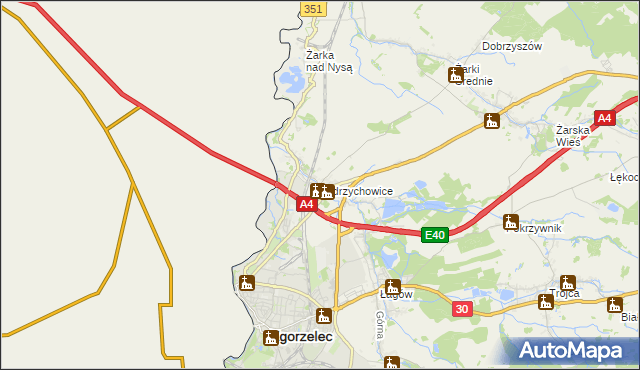 mapa Jędrzychowice gmina Zgorzelec, Jędrzychowice gmina Zgorzelec na mapie Targeo