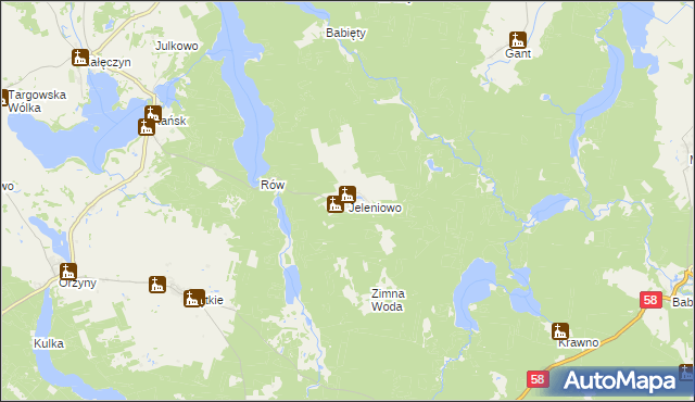 mapa Jeleniowo, Jeleniowo na mapie Targeo