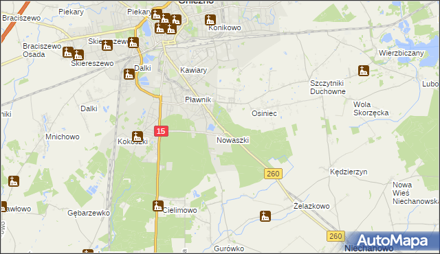 mapa Jelonek gmina Niechanowo, Jelonek gmina Niechanowo na mapie Targeo