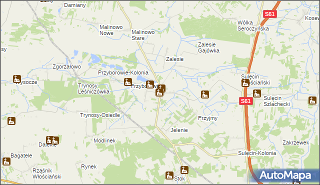 mapa Jelonki gmina Ostrów Mazowiecka, Jelonki gmina Ostrów Mazowiecka na mapie Targeo