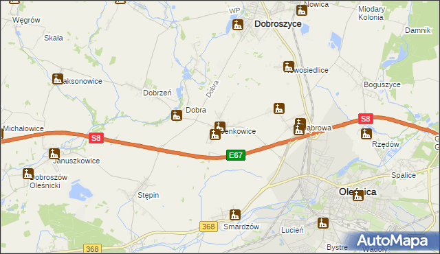 mapa Jenkowice gmina Oleśnica, Jenkowice gmina Oleśnica na mapie Targeo