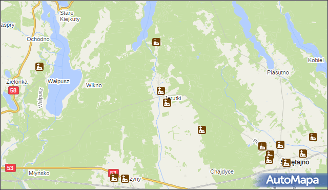 mapa Jerutki, Jerutki na mapie Targeo