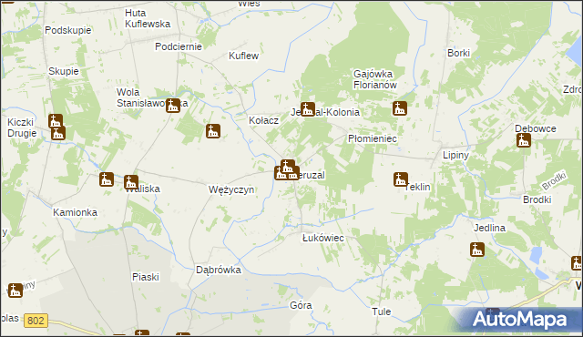 mapa Jeruzal gmina Mrozy, Jeruzal gmina Mrozy na mapie Targeo
