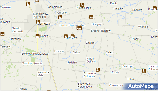 mapa Jerzewo gmina Kiernozia, Jerzewo gmina Kiernozia na mapie Targeo