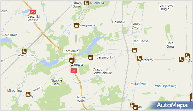 mapa Jerzmionki, Jerzmionki na mapie Targeo