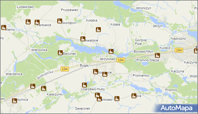 mapa Jerzykowo gmina Pobiedziska, Jerzykowo gmina Pobiedziska na mapie Targeo