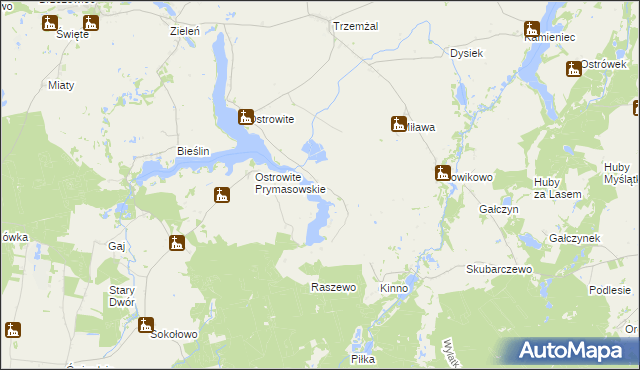 mapa Jerzykowo gmina Trzemeszno, Jerzykowo gmina Trzemeszno na mapie Targeo