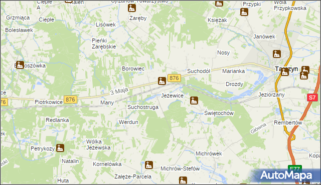 mapa Jeżewice gmina Tarczyn, Jeżewice gmina Tarczyn na mapie Targeo