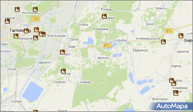 mapa Jeziórko gmina Grębów, Jeziórko gmina Grębów na mapie Targeo