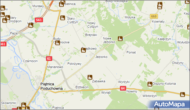 mapa Jeziorko gmina Piątnica, Jeziorko gmina Piątnica na mapie Targeo