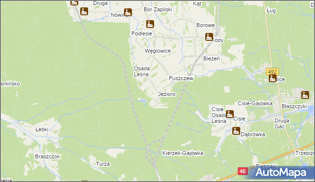 mapa Jezioro gmina Wręczyca Wielka, Jezioro gmina Wręczyca Wielka na mapie Targeo