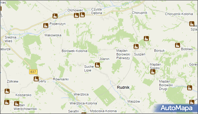 mapa Joanin gmina Rudnik, Joanin gmina Rudnik na mapie Targeo