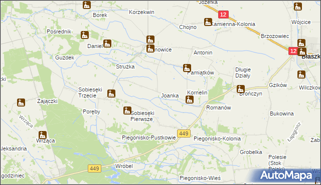 mapa Joanka gmina Szczytniki, Joanka gmina Szczytniki na mapie Targeo
