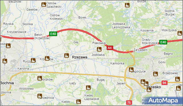 mapa Jodłówka gmina Rzezawa, Jodłówka gmina Rzezawa na mapie Targeo