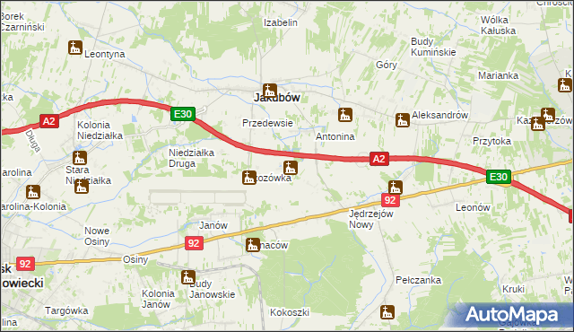 mapa Józefin gmina Jakubów, Józefin gmina Jakubów na mapie Targeo